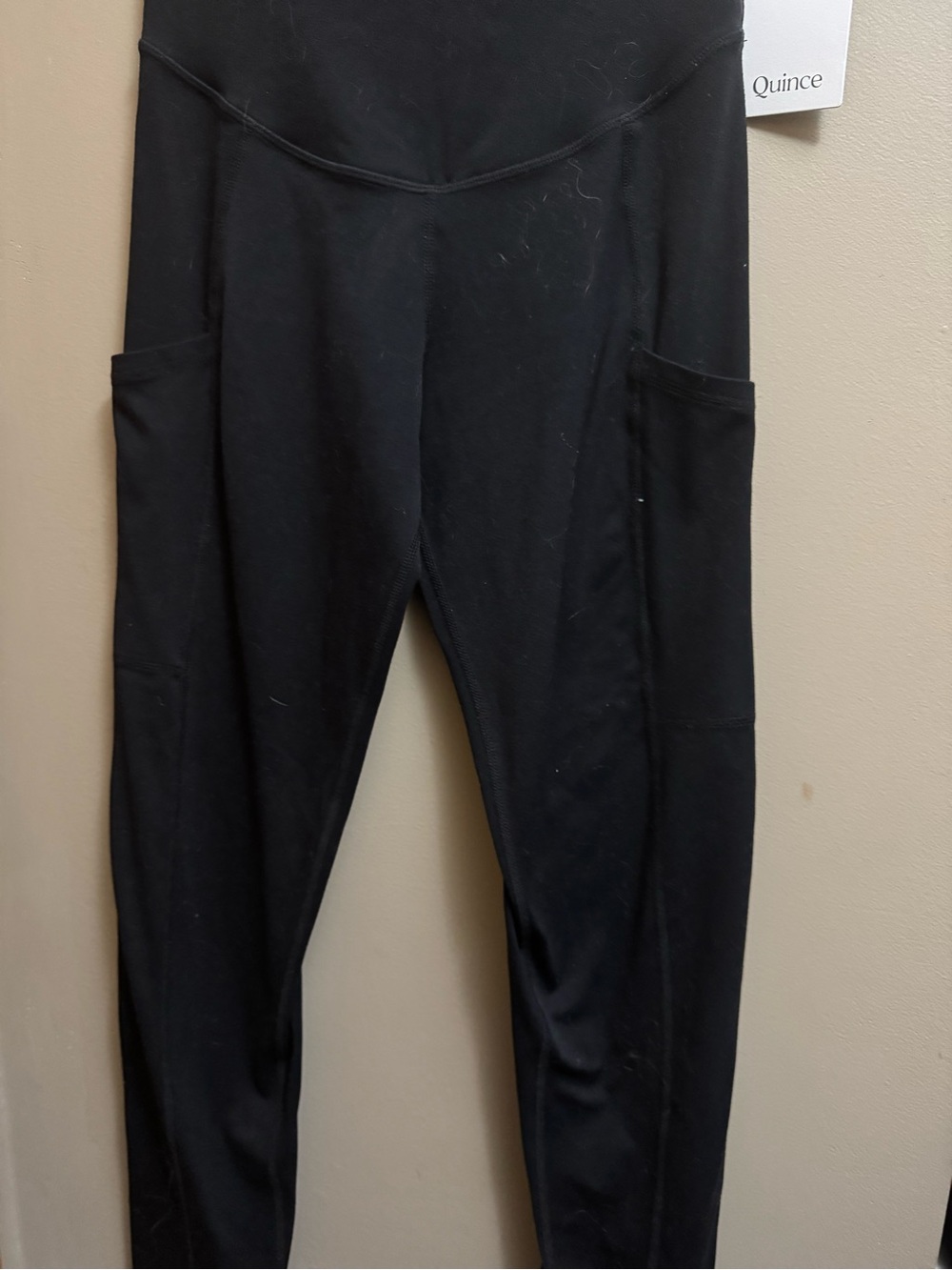 Quince Black High-Rise Leggings with Side Pockets